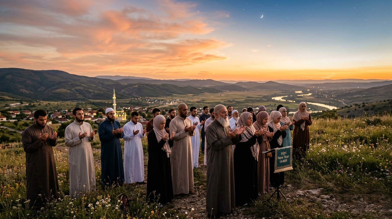 Open hands raised in dua during Islamic New Year 1448, person making supplication